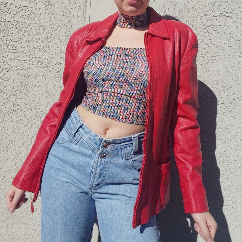 Red vintage leather jacket